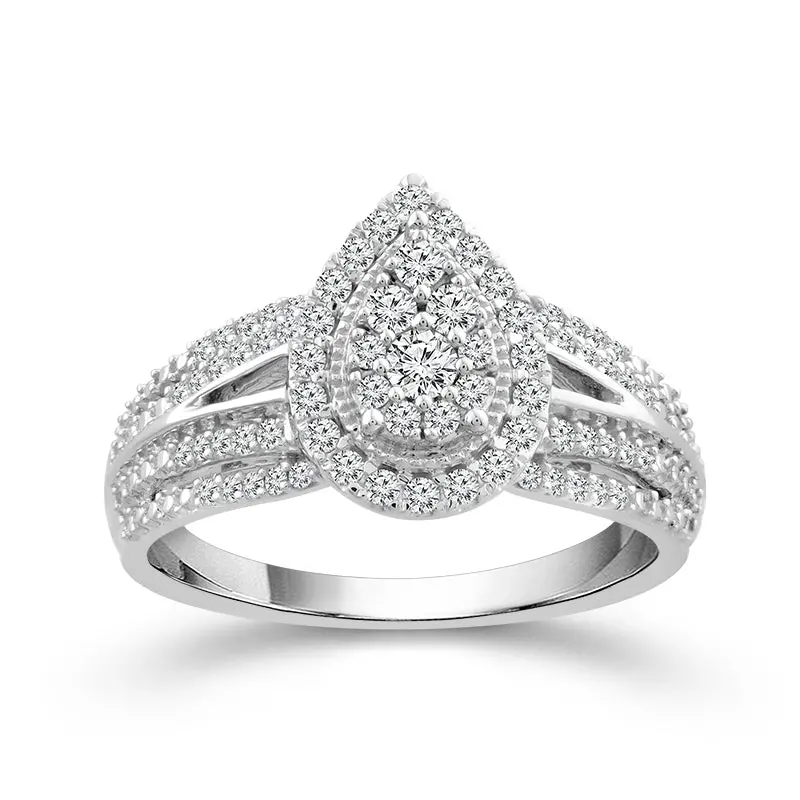 Pear-Shaped Diamond Halo Engagement Ring—0.50 Carat Tw In 10K White Gold 1