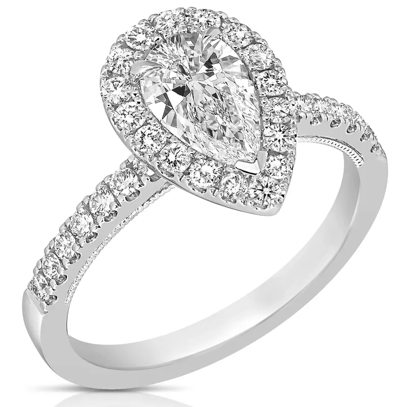 Pear-Shaped Diamond Halo Engagement Ring – 1.5 Carat Tw, 14K White Gold 1