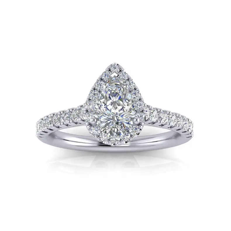 Pear-Shaped Halo Engagement Ring—1.167 Carats Lab-Grown Diamond In 14K White Gold 1