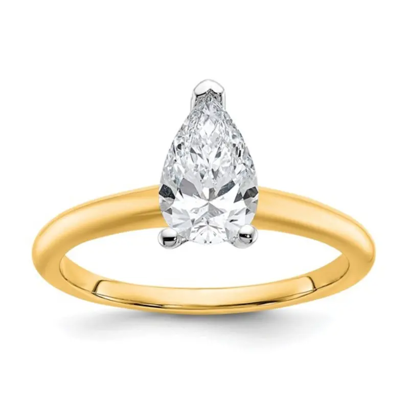 Pear-Shaped Lab-Grown Diamond Engagement Ring — 1 Carat In 14K Two-Tone Gold 1