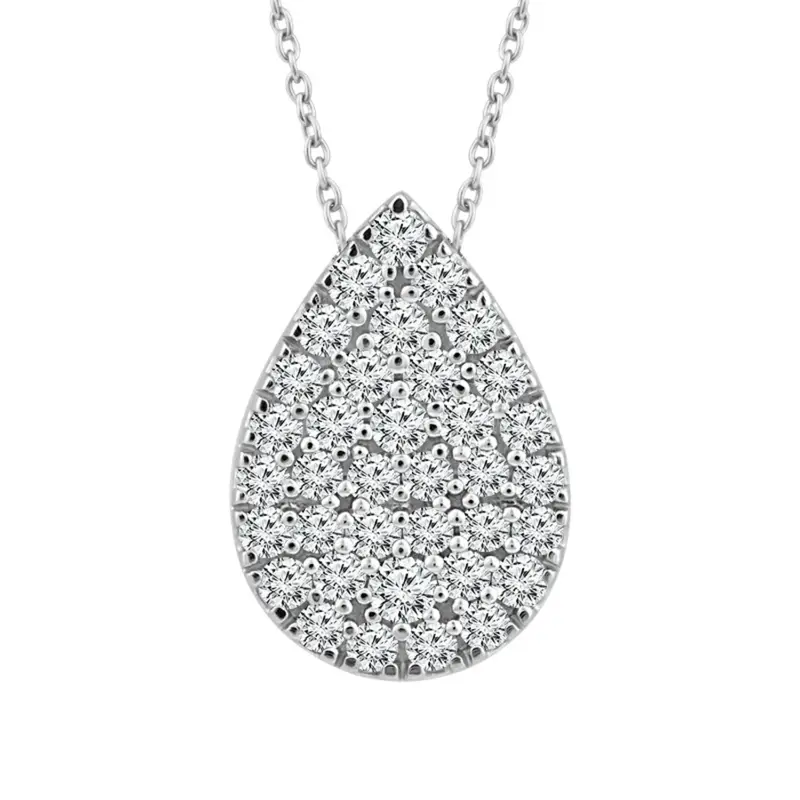 Pear-Shaped Multi-Stone Lab-Grown Diamond Pendant In Sterling Silver – 0.20 Carat Total Weight 1
