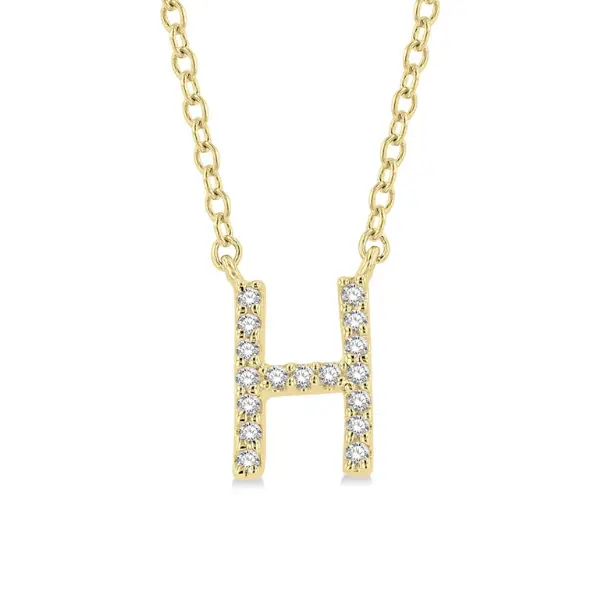 Personalized 'H' Initial Pendant – 0.05Ctw Diamonds In 10K Yellow Gold Necklace 1