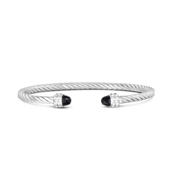 Phillip Gavriel Italian Cable Cuff Bangle In Sterling Silver With Black Onyx 1