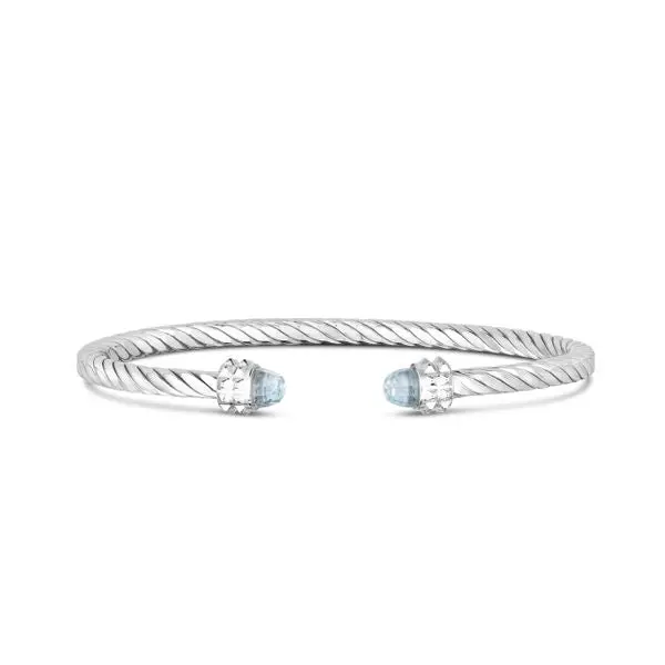 Phillip Gavriel Italian Cable Cuff Bangle In Sterling Silver With Sky Blue Topaz 1