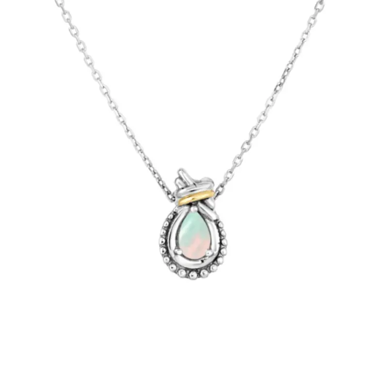 Phillip Gavriel Mother-Of-Pearl Love Knot Pendant – June Birthstone, Pear Shape, Gold-Plated Sterling Silver 1