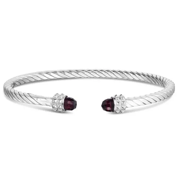 Phillip Gavriel Sterling Silver Italian Cable Cuff With Garnet 1