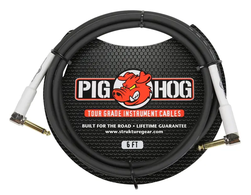 Pig Hog 6Ft Right-Angle To Right-Angle 1/4" Instrument Cable (8Mm) 1