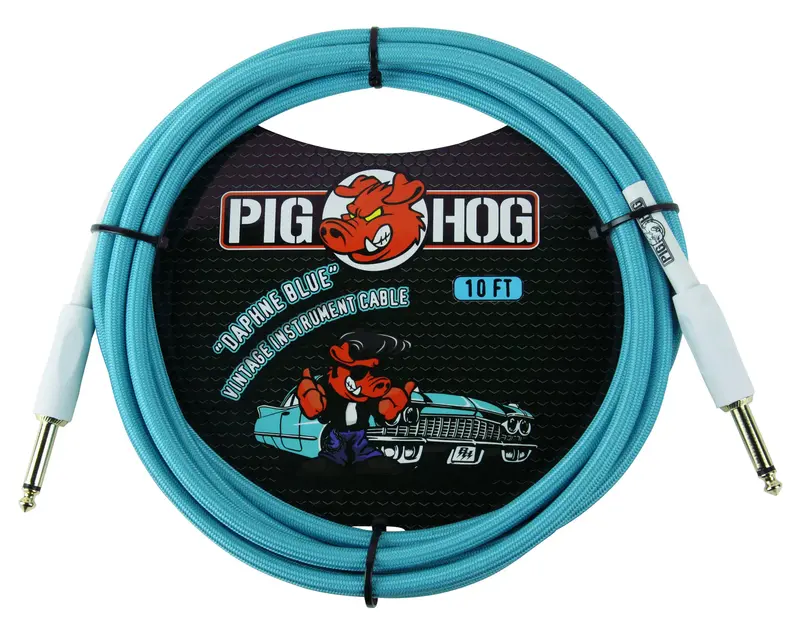 Pig Hog Daphne Blue Instrument Cable – 10Ft Straight Or Right-Angle Options 1