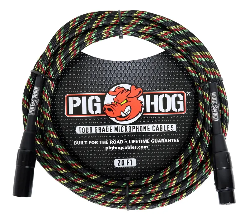 Pig Hog Phm20Ras Rasta Stripes Woven Mic Cable – 20Ft Xlr, Free Us Shipping 1