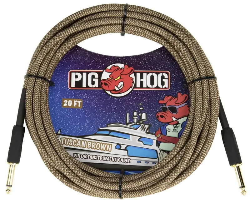 Pig Hog Tuscan Brown Instrument Cable – 20-Foot Professional-Grade Patch Cord 1