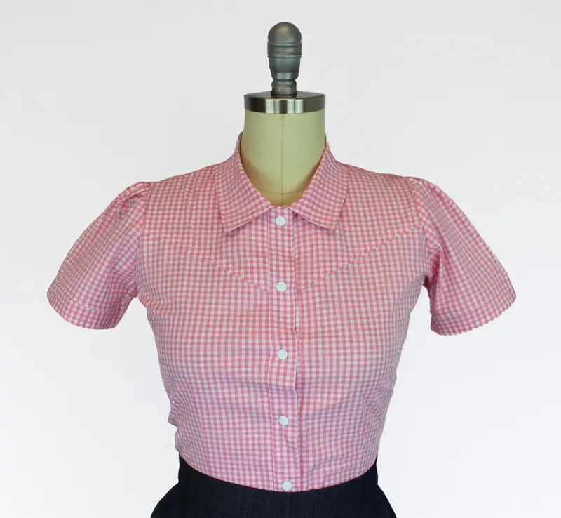 Pink Country Gingham Western Blouse – Rockabilly Top 1