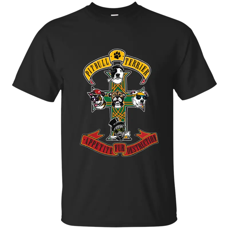 Pitbull Terrier Rock Band Tribute T-Shirt – Guns N’ Roses Inspired Softstyle Tee
