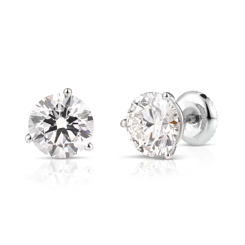 Premium Lab-Grown Diamond Stud Earrings In 14K White Gold – 5.00Ctw 1