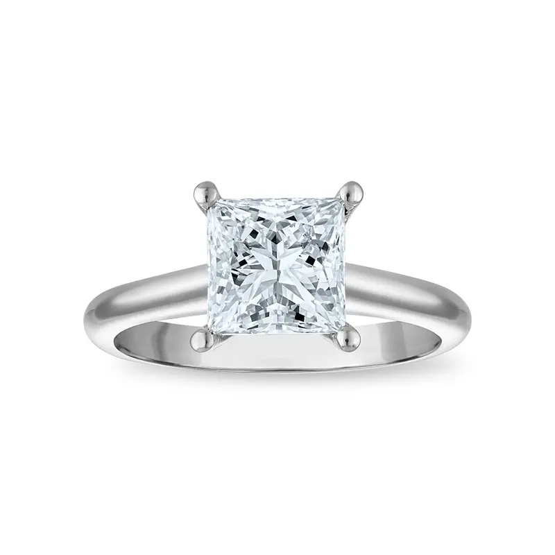 Princess-Cut 2-Carat Lab-Grown Diamond Solitaire Ring In 14K White Gold 1