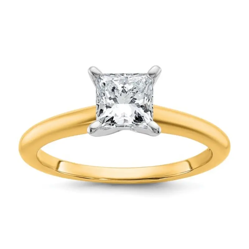 Princess-Cut Lab-Grown Diamond Engagement Ring – Two-Tone 14K Yellow & White Gold, 1 Carat 1