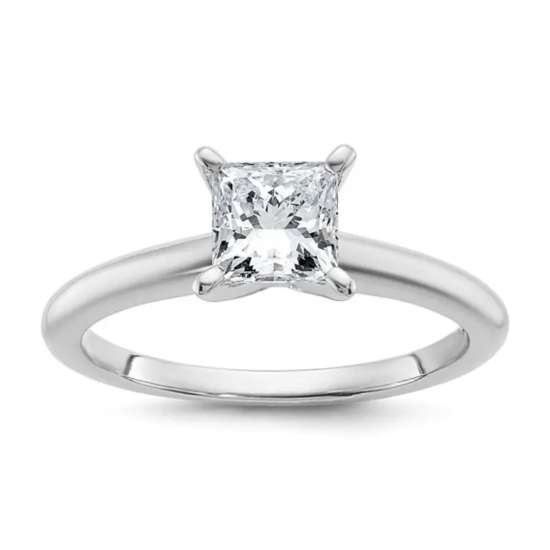 Princess-Cut Lab-Grown Diamond Solitaire Ring — 1 Ct In 14K White Gold 1