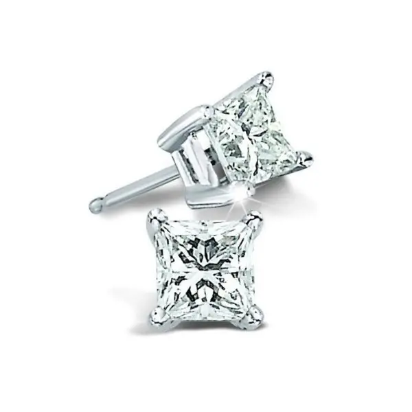 Princess-Cut Lab-Grown Diamond Studs – 0.75 Ct Tw, 14K White Gold 1