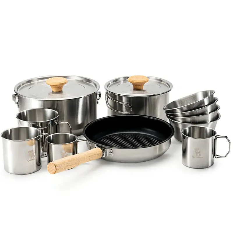 Qunature 5-Piece Stainless Steel Cookware Set – Teflon-Coated, Camp-Ready Kitchen Kit 1
