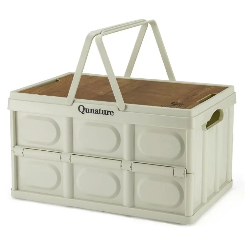 Qunature 55L Collapsible Storage Bin – Stackable, Lid-Covered Organizer With Carry Handle 1