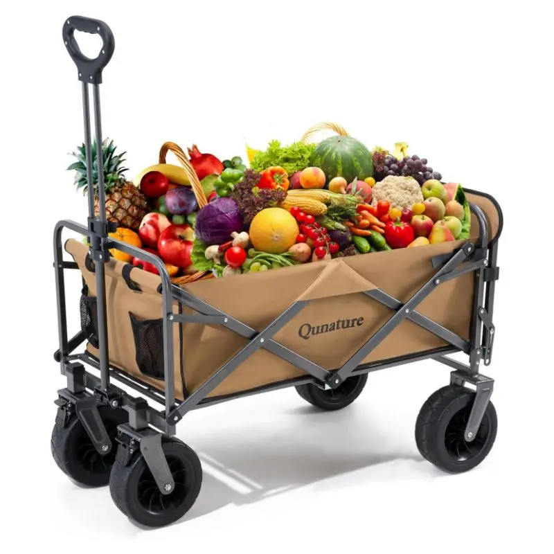Qunature Heavy-Duty Foldable Wagon – 330 Lb Load Capacity, All-Terrain Utility Cart 1