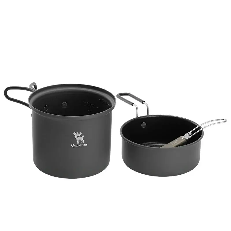Qunature Nestable Aluminum Camping Cookware Set With Ergonomic Handle 1
