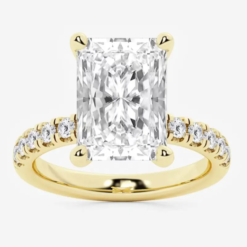 Radiant-Cut Lab-Grown Diamond Engagement Ring With Hidden Halo In Yellow Gold – 4.5 Ctw 1