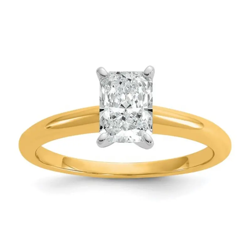 Radiant-Cut Lab-Grown Diamond Solitaire Ring — 1 Ct In 14K Two-Tone Gold 1