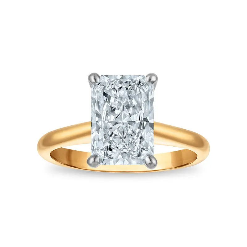Radiant-Cut Lab-Grown Diamond Solitaire Ring – 14K Yellow Gold, 3 Carats 1