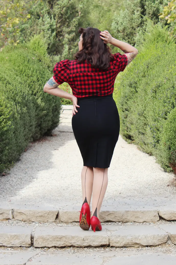 Retro Pin-Up Black Pencil Skirt 1