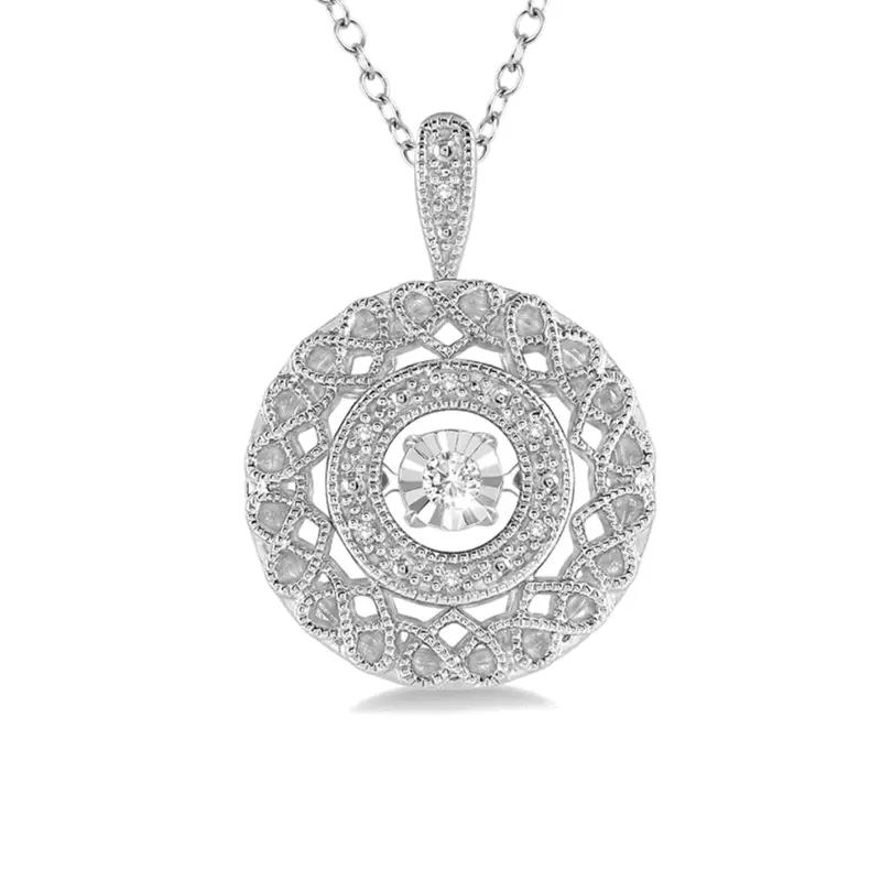 Rhythm Of Love Diamond Pendant – 0.05Ctw Sparkling Stones In Sterling Silver With Matching Chain 1