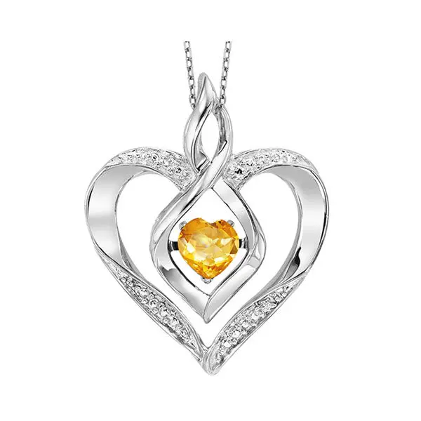 Rhythm Of Love Heart-Shaped Citrine Pendant In Sterling Silver 1