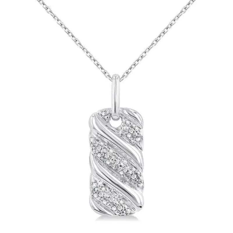 Ribbed Swirl Diamond Fashion Pendant – 1/10 Carat Total Weight In Sterling Silver 1