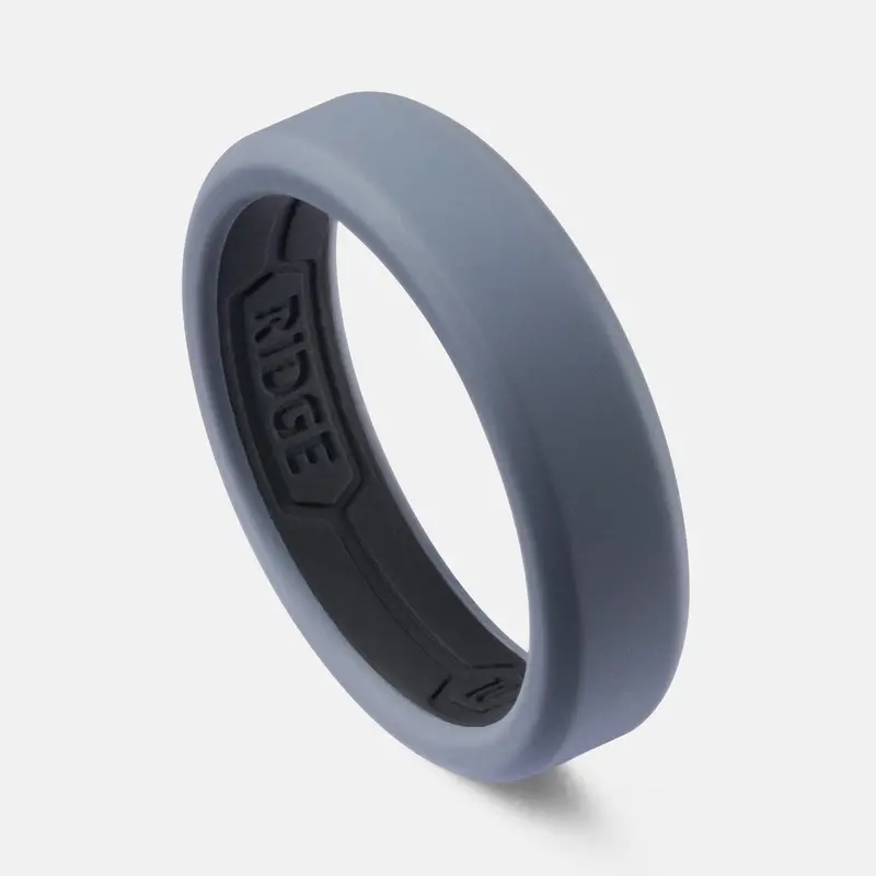 Ridge 6Mm Gunmetal Silicone Ring Collection 1