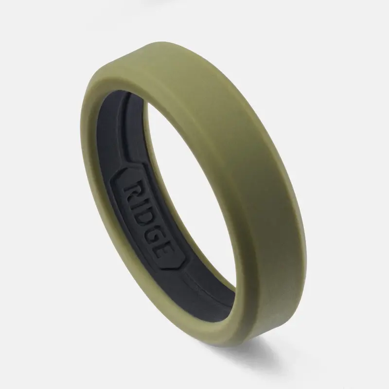 Ridge 6Mm Matte Olive Silicone Ring Collection 1