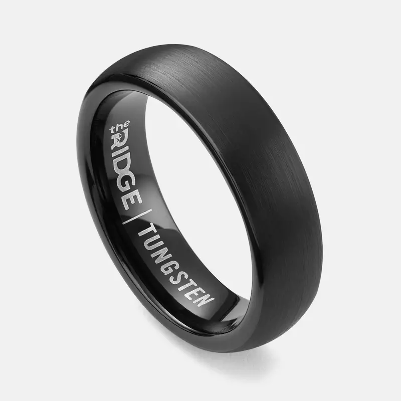 Ridge 6Mm Rounded Royal Black Ring Set 1