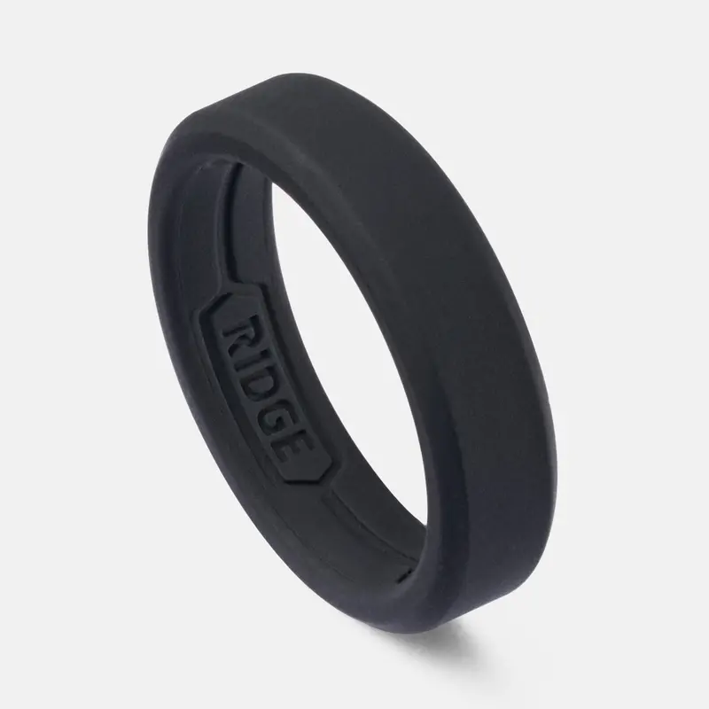 Ridge 6Mm Royal Black Silicone Ring Set 1