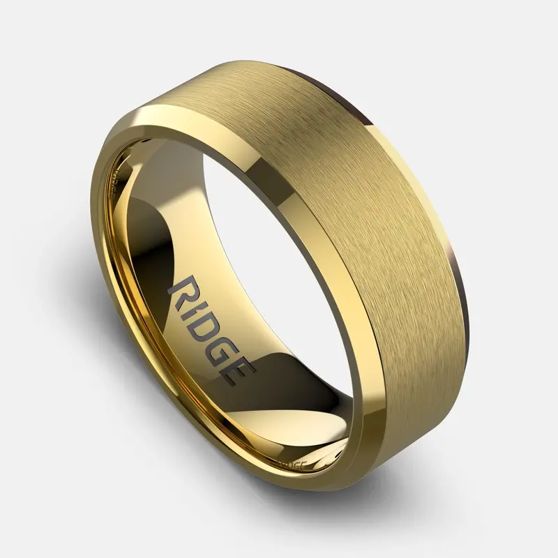 Ridge 8Mm Beveled Ring Set – 24K Gold And Tantalum 1