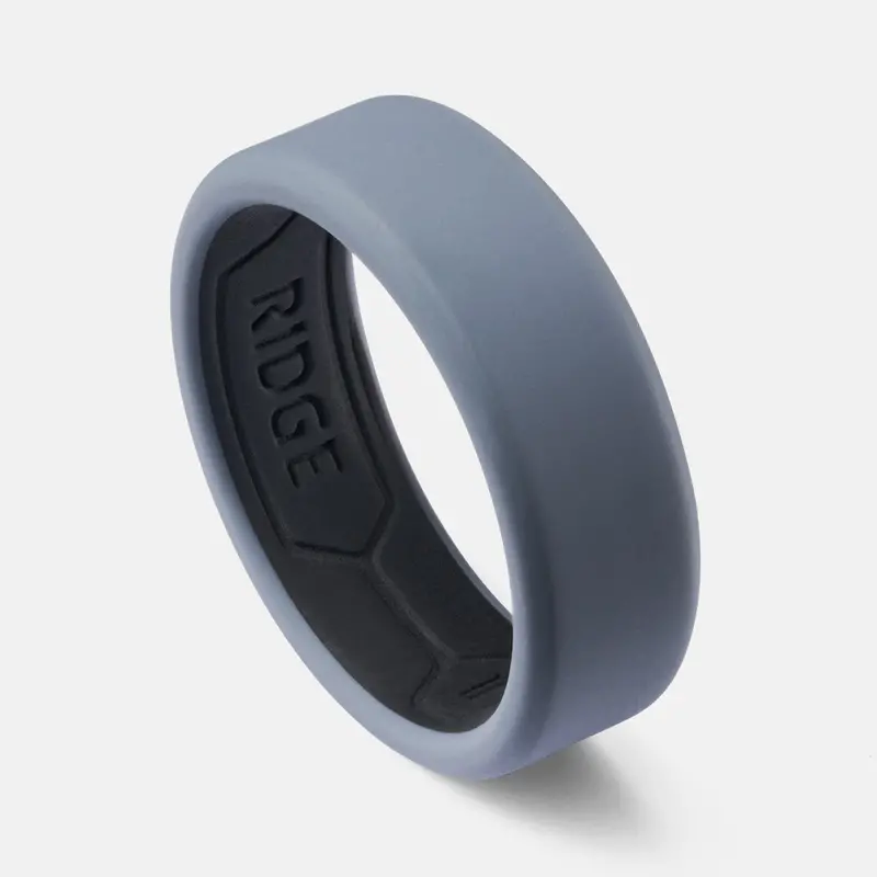Ridge 8Mm Gunmetal Silicone Ring Collection 1