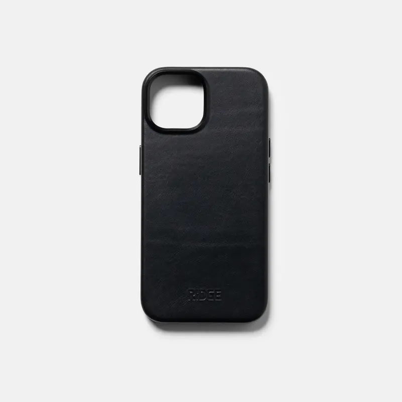 Ridge Midnight Black Leather Iphone 15 Case 1