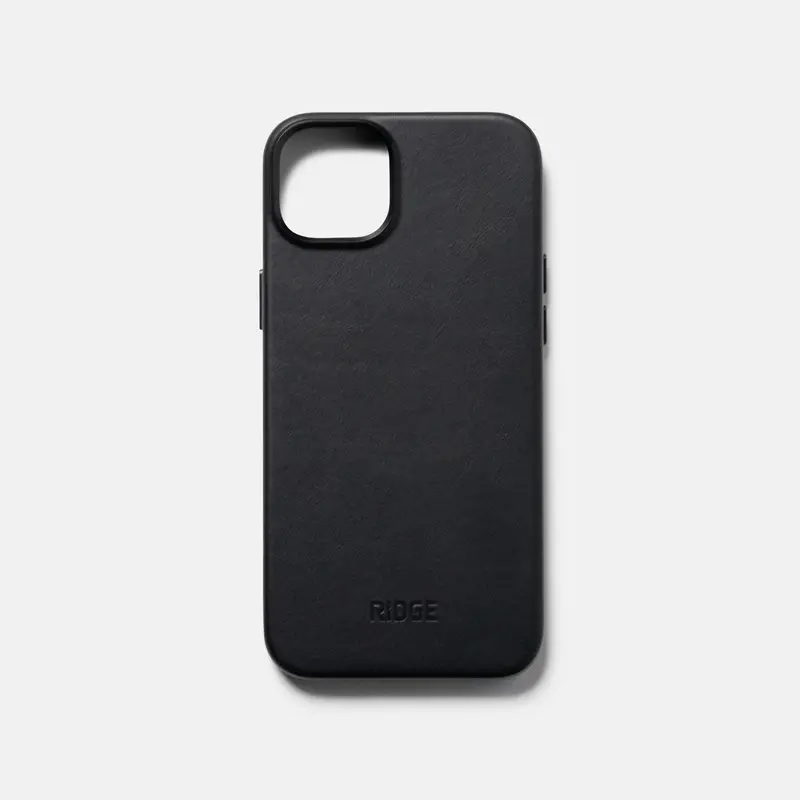 Ridge Midnight Black Leather Iphone 15 Plus Case 1