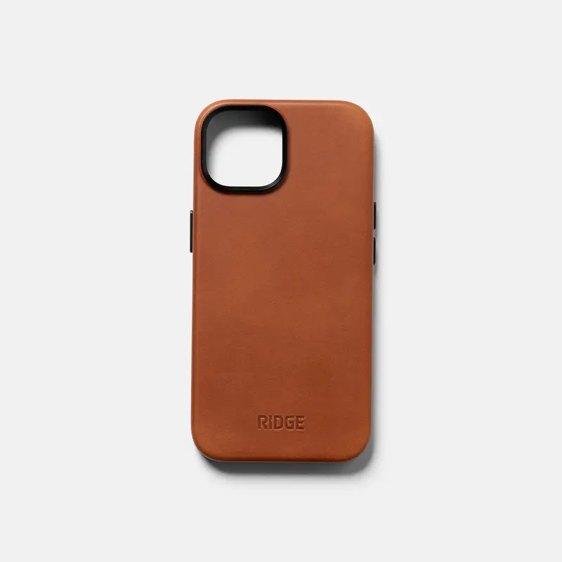 Ridge Tobacco Brown Leather Iphone 15 Case 1