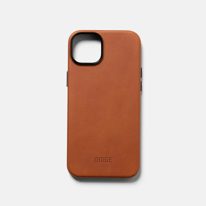 Ridge Tobacco Brown Leather Iphone 15 Plus Case 1