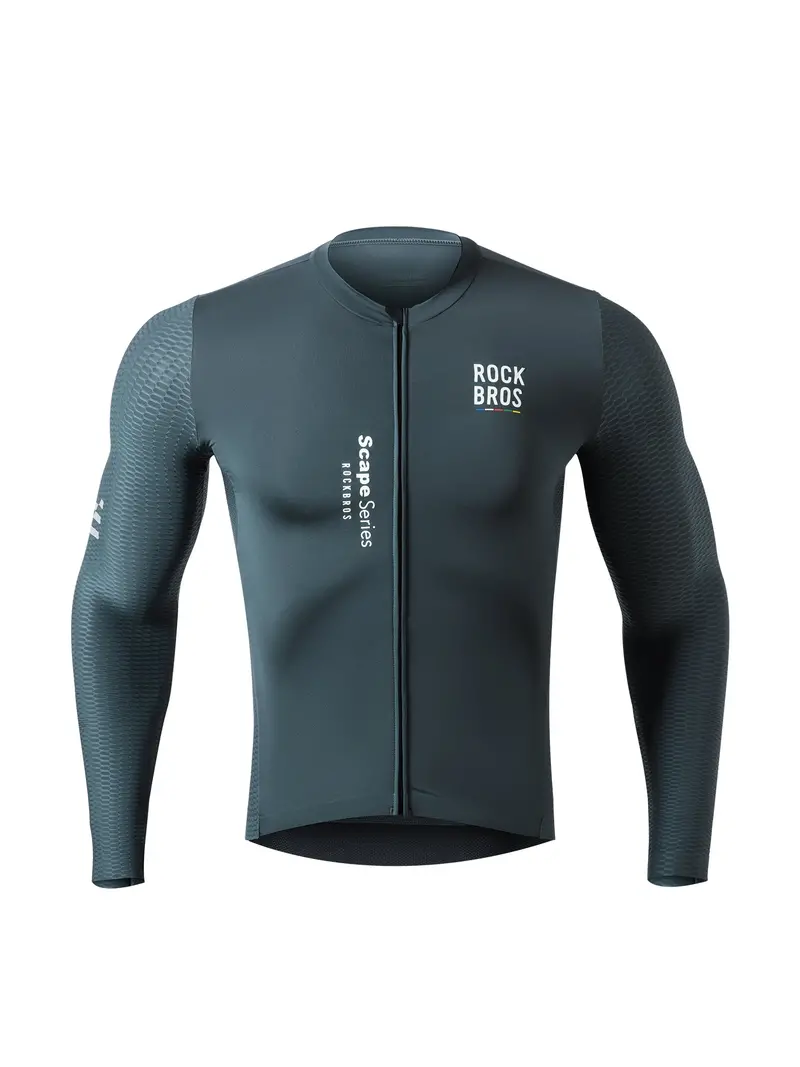 Road To Sky Men’S Long-Sleeve Cycling Jersey In Grey 1