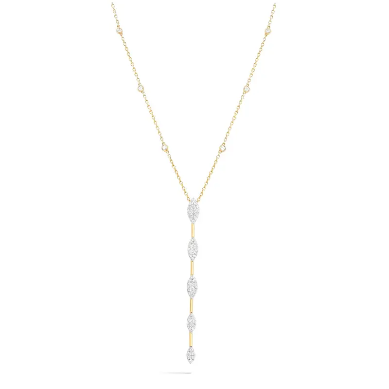 Robert Irwin Couture Fiori Marquise Bar Necklace – Five-Diamond Station Design 1