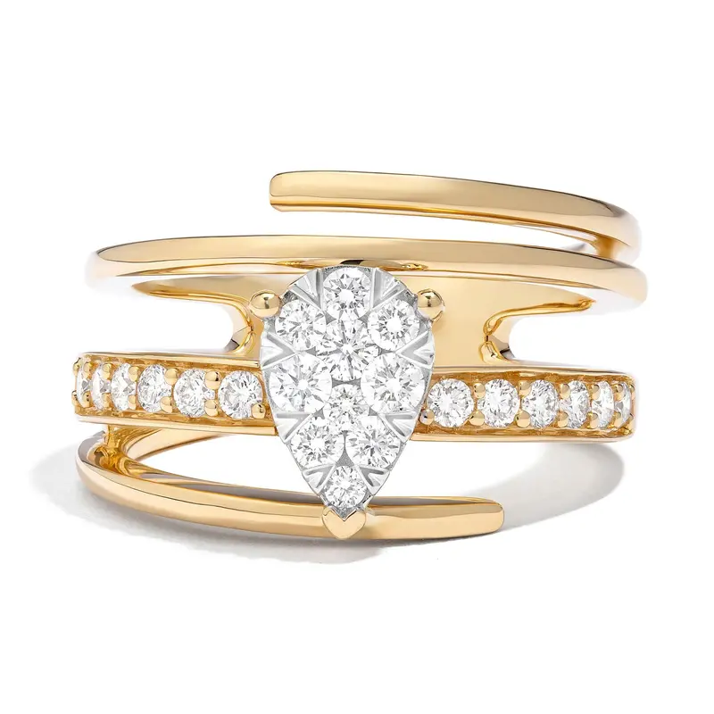 Robert Irwin Couture Fiori Pear-Shaped Wrap Ring – Interlocking Design 1