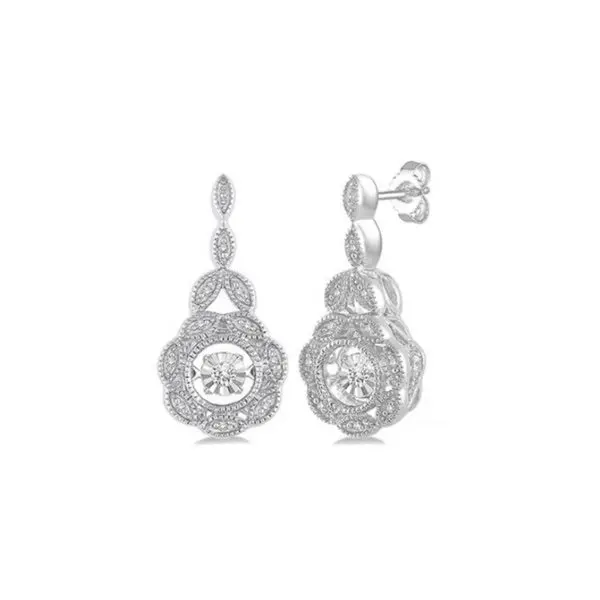 Rock N' Diamond Stud Earrings In Sterling Silver – 0.05Ctw 1
