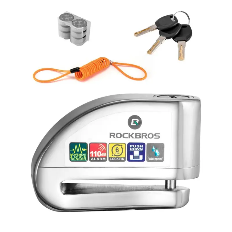 Rockbros 110Db Disc Brake Alarm Lock — Anti-Theft Motorcycle Security Lock With Reminder Cable 1