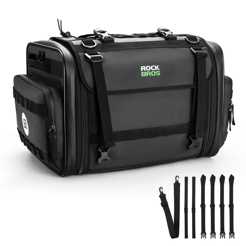 Rockbros 50L Expandable Waterproof Motorcycle Tail Bag With Rain Cover 1