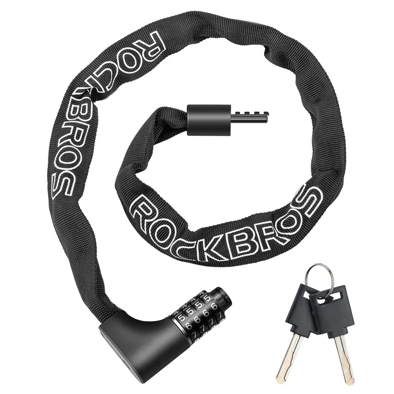 Rockbros Heavy-Duty 3.2Ft Chain Lock – Resettable Combination Bike Lock With Dual Keys 1