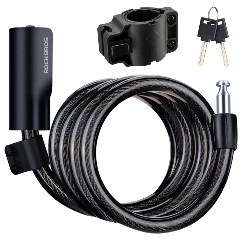 Rockbros Key-Operated Cable Lock – Abs-Shelled Bicycle Security Lock With Mount Bracket 1